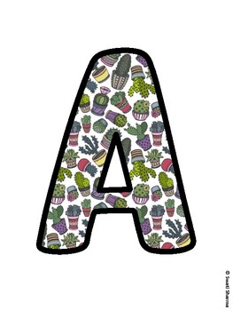 Cactus, Succulent Bulletin Board Letters, Succulent Alphabet Posters