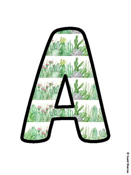 Cactus, Succulent Bulletin Board Letters, Succulent Alphabet Posters