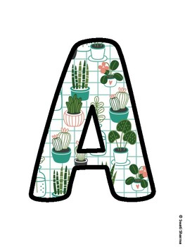 Cactus, Succulent Bulletin Board Letters, Succulent Alphabet Posters