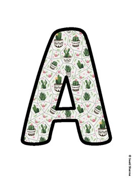 Cactus, Succulent Bulletin Board Letters, Succulent Alphabet Posters