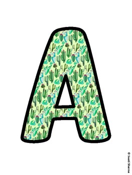 Cactus, Succulent Bulletin Board Letters, Succulent Alphabet Posters