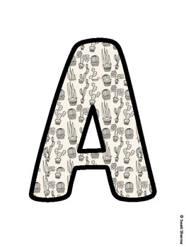Cactus, Succulent Bulletin Board Letters, Succulent Alphabet Posters