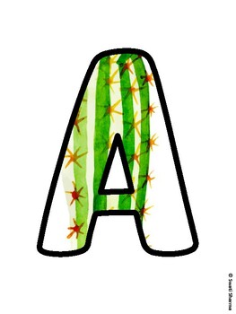 Cactus, Succulent Bulletin Board Letters, Succulent Alphabet Posters