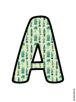 Cactus, Succulent Bulletin Board Letters, Succulent Alphabet Posters