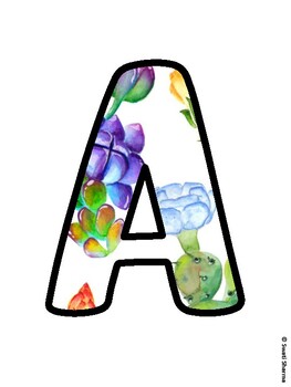 Cactus, Succulent Bulletin Board Letters, Succulent Alphabet Posters