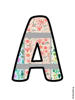 Cactus, Succulent Bulletin Board Letters, Succulent Alphabet Posters