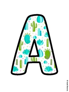 Cactus, Succulent Bulletin Board Letters, Succulent Alphabet Posters