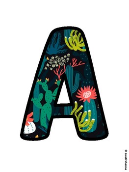 Cactus, Succulent Bulletin Board Letters, Succulent Alphabet Posters
