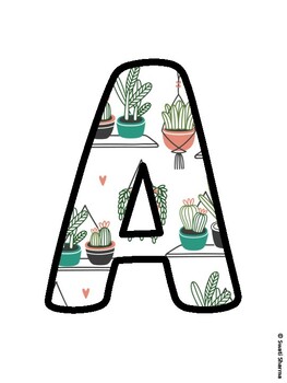 Cactus, Succulent Bulletin Board Letters, Succulent Alphabet Posters