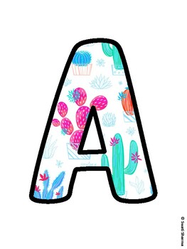 Cactus, Succulent Bulletin Board Letters, Succulent Alphabet Posters