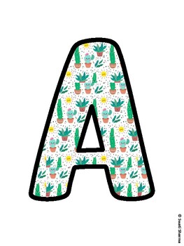 Cactus, Succulent Bulletin Board Letters, Succulent Alphabet Posters