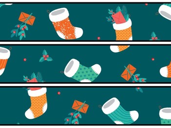 Christmas Socks Bulletin Board Decor Kit, Christmas Socks Letters
