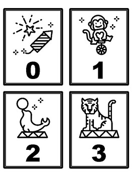 Circus Carnival 0-500 Number Flash Cards, Circus Carnival Number Cards,