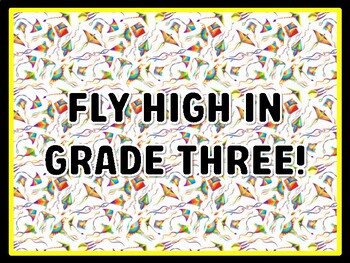 FLY HIGH IN GRADE THREE! Kites Door Décor, Kites Bulletin Board Décor Kit