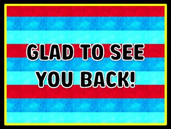 GLAD TO SEE YOU BACK! Read Across America Door Décor