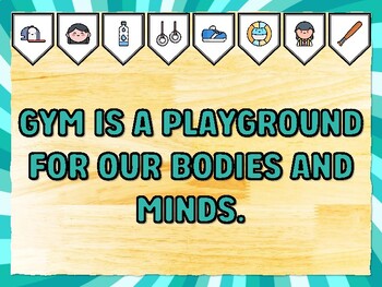 GYM IS A PLAYGROUND FOR OUR BODIES AND MINDS. Gym Bulletin Board Decor Kit