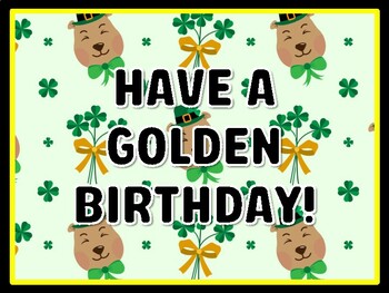 HAVE A GOLDEN BIRTHDAY! St. Patrick's Day Door Décor, St. Patrick's Day Bulleti