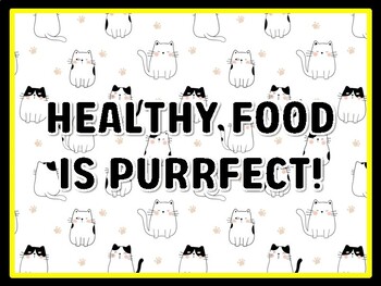 HEALTHY FOOD IS PURRFECT! Cat Door Décor, Cat Bulletin Board Décor