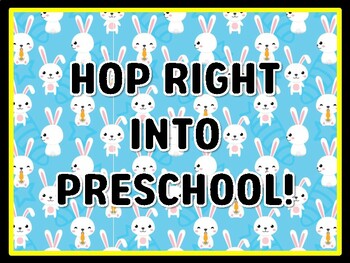 HOP RIGHT INTO PRESCHOOL! Bunny Door Décor, Bunny Bulletin Board Décor