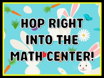 HOP RIGHT INTO THE MATH CENTER! Bunny Door Décor, Bunny Bulletin Board Décor