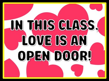 IN THIS CLASS, LOVE IS AN OPEN DOOR! Valentine's Day Door Décor, Valentine's