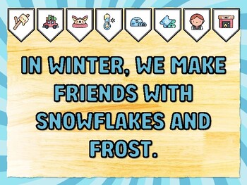 IN WINTER, WE MAKE FRIENDS WITH SNOWFLAKES AND FROST. Winter Bulletin Board D