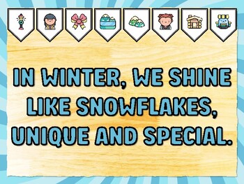 IN WINTER, WE SHINE LIKE SNOWFLAKES, UNIQUE AND SPECIAL. Winter Bulletin Boar