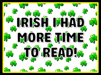 IRISH I HAD MORE TIME TO READ! St. Patrick's Day Door Décor, St. Patrick's Day