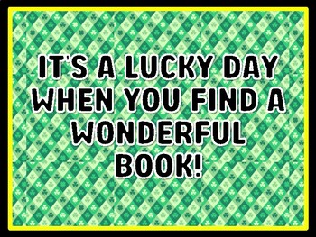 IT'S A LUCKY DAY WHEN YOU FIND A WONDERFUL BOOK! St. Patrick's Day Door Décor