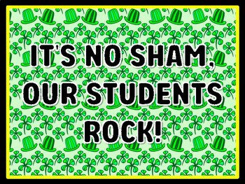 IT'S NO SHAM, OUR STUDENTS ROCK! St. Patrick's Day Door Décor, St. Patrick's Da