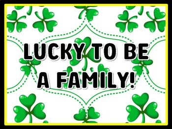 LUCKY TO BE A FAMILY! St. Patrick's Day Door Décor, St. Patrick's Day Bulletin