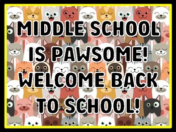 MIDDLE SCHOOL IS PAWSOME! WELCOME BACK TO SCHOOL! Cat Door Décor