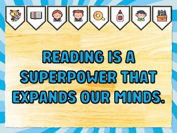 READING IS A SUPERPOWER THAT EXPANDS OUR MINDS. Reading Bulletin Board Decor