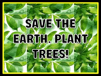 SAVE THE EARTH, PLANT TREES! Earth Day Door Décor, Earth Day Bulletin Board D