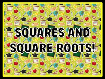 SQUARES AND SQUARE ROOTS! Math Door Décor, Math Bulletin Board Décor