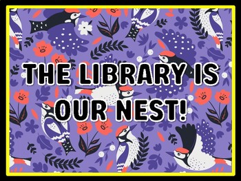 THE LIBRARY IS OUR NEST! Birds Door Décor, Birds Bulletin Board Décor
