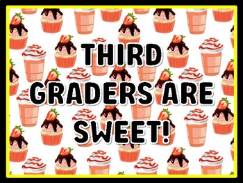 THIRD GRADERS ARE SWEET! Cupcake Door Décor, Cupcake Bulletin Board Décor Kit