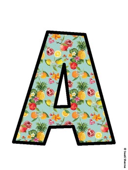 Tropical Fruits Bulletin Board Décor Kit, Tropical Fruits Bulletin Board Lett