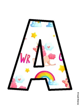 Unicorn Bulletin Board Décor Kit, Unicorn Bulletin Board Letters