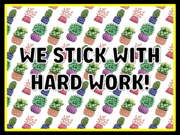 WE STICK WITH HARD WORK! Succulents Door Décor