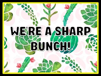 WE'RE A SHARP BUNCH! Succulents Door Décor, Succulents Bulletin Board Décor