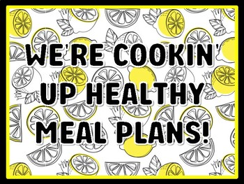WE'RE COOKIN' UP HEALTHY MEAL PLANS! Health And Nutrition Door Décor