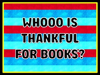 WHOOO IS THANKFUL FOR BOOKS? Read Across America Door Décor