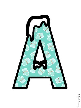 Winter Mittens Bulletin Board Letters, Winter Mittens Alphabet Posters