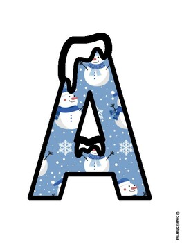 Winter Snowman Bulletin Board Letters, Winter Snowman Alphabet Posters