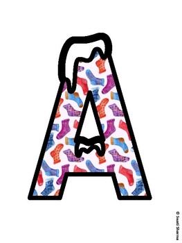 Winter Socks Bulletin Board Letters, Winter Socks Alphabet Posters