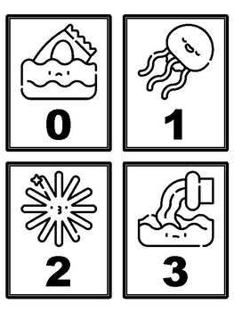 World Oceans Day 0-500 Number Flash Cards, World Oceans Day Number Cards,