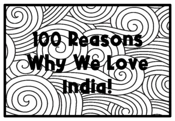 100 REASONS WHY WE LOVE INDIA!, 100th Day of School Activity, Coloring Pages