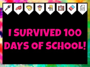 100Th Day Of School Bulletin Board Kit & Door Décor, I SURVIVED 100 DAYS OF S