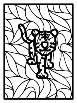 24 Tiger Pop Art Inspired Coloring Pages, Early Finisher